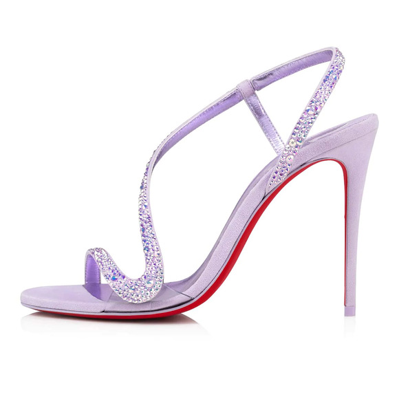 Christian Louboutin Rosalie Strass 100 Purple Ankle Strap Sandal Heel Pump 36.5 - Picture 3 of 12
